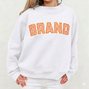 Women's Navy Blue Oversized Mock Neck Brand Gingham Graphic Sweatshirt <b>Drop</b> Shoulder Long Sleeve Casual Fleece Pullover Loose - Product Image 3