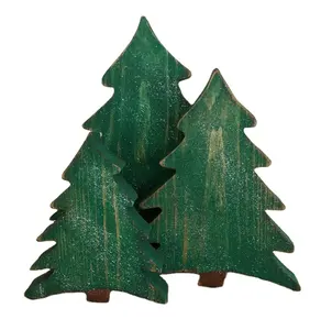 Wholesaler ODM customize Set of 3 rustic Pine treesgreen Christmas tree for table decoration Christmas winter decoration