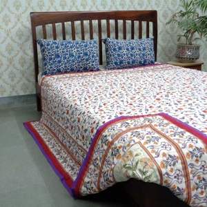 Lightweight Organic Cotton Queen <b>Quilt</b> Set Bohemian Floral Printed Reversible Coverlet Soft <b>Summer</b> Bedding Design on Sale - Product Image 4