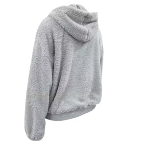 Sweats à capuche en fourrure pour hommes couleur grise demi-fermeture éclair pulls d'hiver chauds Hip Hop sweats à capuche en fourrure sweats avec conception et taille personnalisées - Product Image 2