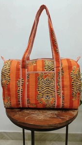 กระเป๋าผ้านวมผ้าฝ้ายลายเสือสีส้มอินเดียกระเป๋าเดินทางลำลองแนวสปอร์ตสำหรับผู้หญิงเป็นมิตรกับสิ่งแวดล้อม - Product Image 2