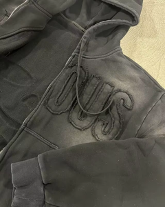 Sweat à capuche brodé personnalisé pour hommes 100% coton Sweat à capuche zippé Streetwear Zip-up Sun faded Oversized for Puff Print Zipper Hoodies - Product Image 3