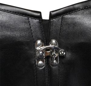 New Arrival Soft Leather Corset Steampunk Overbust Corset Boned Burlesque Corset Bustier Lingerie Top Black Waist Training - Product Image 4