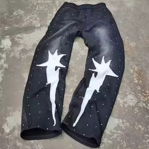 Pantalon de survêtement décontracté léger pour homme, broderie effet usé, respirant, séchage rapide, confortable, taille mi-haute, coupe droite, motif usine - Product Image 4