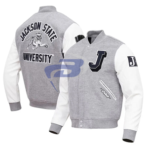 Veste universitaire Jackson State University (JSU) style baseball rétro, veste bomber universitaire unisexe, logo personnalisé, patchwork - Product Image 3