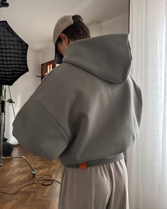 Sweat à capuche unisexe en polaire polyester/coton délavé à l'acide pour homme et femme, broderie de logo personnalisée - Product Image 6