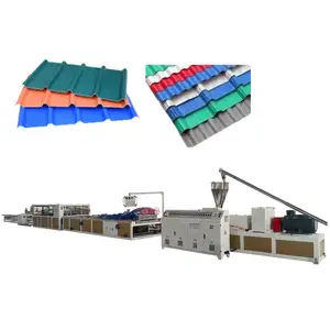 ASA聚氯乙烯塑料建筑梯形板材双层卷屋面瓦成型挤出制造机