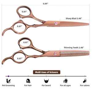 Juego de tijeras de adelgazamiento de peluquero ligeras para diestros de acero inoxidable profesional, uso de salón multifuncional, regalo de grado A + para - Product Image 5