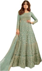 Vente en gros de costume et de robe longue Anarkali brodés en filet de créateur pour femmes robe indienne pakistanaise OEM et fournitures de marque privée - Product Image 4