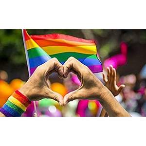 Pack of 2 <b>Rainbow</b> Gay Pride Flag, LGBT Lesbian 35Ft Banner, Stripe Outdoor Flags, Fade Resistant Durable Polyester with 2 - Product Image 3