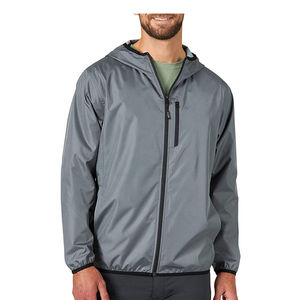 Chaquetas de corredor de poliéster negro personalizadas a la moda informal para hombre, chaquetas con capucha para hombre, abrigos cortavientos, chaqueta impermeable - Product Image 1