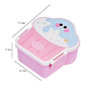 Boîte à bento japonaise sans BPA, mignonne en forme de crème glacée, avec compartiments chauffables, couvercle en plastique inclus, cuillère et fourchette pour bébé - Product Image 6