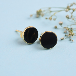 Natural Round Shape Black Onyx Stud Gemstone 925 Sterling Silver Stud <b>Earrings</b> Round Gemstone Stud Jewelry. - Product Image 4