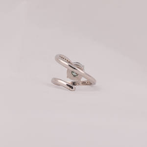Green Round Cut Lab Grown Diamond Bypass Engagement Ring Tiny Round Lab Created Diamond Ring 18KT <b>Solid</b> White Gold Diamond Ring - Product Image 3