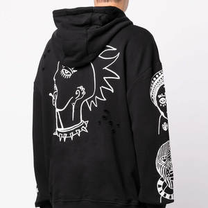 Coton épais mélangé pur tissu hommes en détresse sweat à capuche mode de rue inspiré à capuche en détresse - Product Image 4