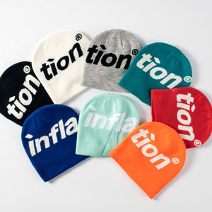 Venta al por mayor Unisex All Over Print Winter Hat Cap Logotipo personalizado Acrílico de punto Puffed Beanie Sombreros - Product Image 5