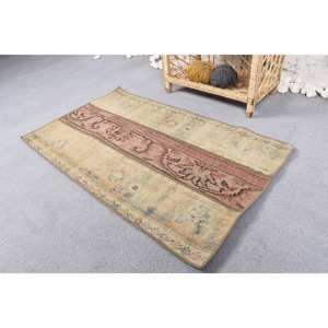 พรมตุรกี1.9x3.2ฟุตวินเทจสีน้ำตาลเบจคลาสสิกพื้นที่ขนาดใหญ่พรมขนสัตว์เย็บปะติดปะต่อกันเป็นรูปสี่เหลี่ยมผืนผ้าสำหรับห้องโถงห้อง - Product Image 3