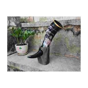 Lujoso cuerno vikingo pulido hecho a mano con soporte para barware y fiestas - Product Image 3