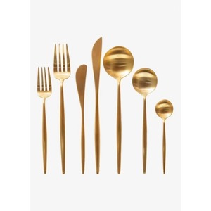 Ensemble de 7 couverts en acier inoxydable cuillère fourchette couteau idéal ustensiles de cuisine table maison couleur or plaqué couverts design élégant poignée - Product Image 3