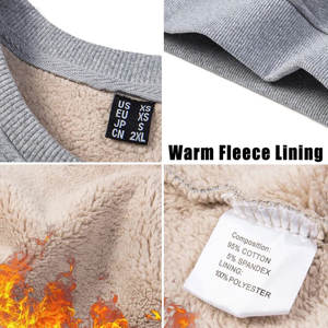 Meilleure qualité hommes 100% coton polaire pull sweats Sherpa doublé basique hauts chaud col rond hiver basique hauts teint uni - Product Image 3