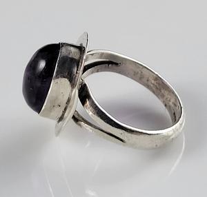 Anillo Hippie bohemio de Plata de Ley 925 con piedra de amatista natural, Diamante de corte ovalado de piedra púrpura grande para mujeres para fiestas - Product Image 3