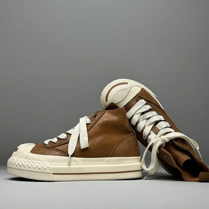 รองเท้าผ้าใบ qifon ดีไซเนอร์สูงแฟชั่นใหม่สไตล์ญี่ปุ่นรองเท้าวัลกาไนส์หัวโตหนังแท้ - Product Image 5