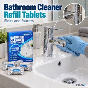 Pastiglie Detergenti per Bagno 10 Pezzi con Flacone Spray Riutilizzabile, Rimuovi-Sporco al Sapone agli Agrumi per Lavabi, Rubinetti, Vetri Doccia - OEM Ingrosso - Product Image 2