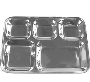 Venta al por mayor 304 de acero inoxidable para servir aperitivos divididos plato de cena bandeja 5 compartimentos sección plato de cena - Product Image 1