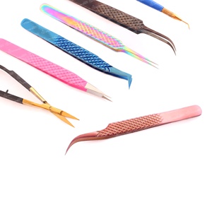 Custom High Quality Stainless Steel Eyelash Extension Tweezers Pointed Tip Beauty <b>Tool</b> with Customized Logo - Product Image 4