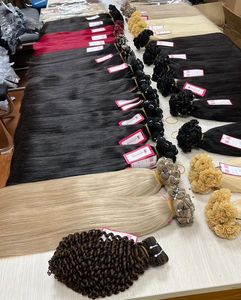 ผมต่อจากผมมนุษย์ชาวแคมโบเดียนผมต่อแบบ100% ผมสีดำวาดคู่สีบลอนด์ตรง/เป็นลอน/เป็นลอน/หยิก I-V ปลายแบนคลื่นน้ำ - Product Image 5