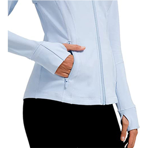 Ropa de Yoga deportiva con logotipo personalizado de secado rápido, Chaquetas deportivas para correr de alta calidad con cremallera, chaqueta de Yoga de manga larga para gimnasio para mujer - Product Image 3
