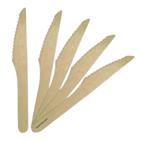Ensemble de couverts jetables de luxe en bois de bouleau de 165 mm, écologiques et biodégradables, fourchette, cuillère, couteau imprimés, pour camping, vente en gros