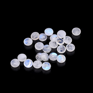Natural Rainbow Moonstone Crystal Smooth Round Blue Cabochon Loose Gemstone Cabins - Product Image 5