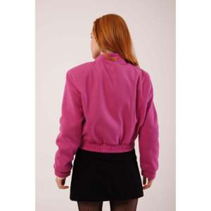 Blouson bomber court chaud Lustrin pour femme, boutonné doré, fuchsia, teinté – Vêtement d'extérieur élégant en polyester pour toutes les saisons, vente en gros - Product Image 6