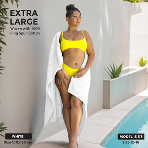 High Quality 100% Cotton Bath Sheet Breathable Quick Dry <b>Towel</b> for Home Hotel Casual Use White Color <b>Compressed</b> Woven Technique - Product Image 3