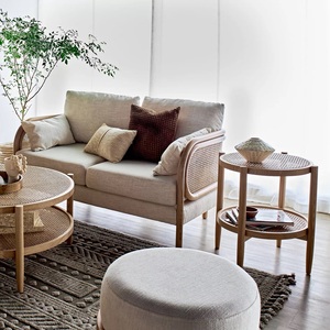 Mesa auxiliar moderna Forma redonda Dormitorio Sala de estar Mesa de centro Mesas auxiliares de bambú para sala de estar Lujo - Product Image 3