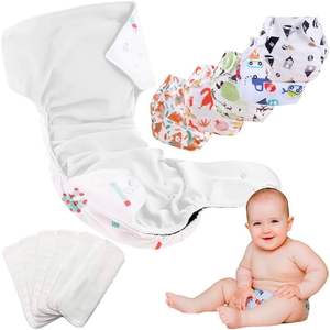 Pannolini Lavabili Ecologici Bluelander Taglia Unica Confezione da 6 con 6 Inserti in Microfibra Morbidi Stampati Stile Tasca - Product Image 2