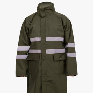 Chaqueta de lluvia recubierta de PU impermeable ligera de alta visibilidad con tiras reflectantes para acampar y proteger la ropa de trabajo al aire libre - Product Image 1