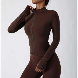 Haute qualité femmes grande taille pleine fermeture éclair veste de Yoga respirant séchage rapide sans couture extensible dans les quatre sens léger recyclable - Product Image 1