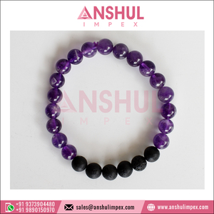 Trendy Luxury Fashion Jewelry Indian Manufacturer Amethyst Lava Stone Diffuser <b>Bracelet</b> Gemstone Beads for Anniversary Unisex - Product Image 2