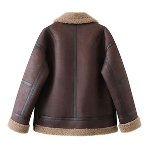 Veste en cuir d'agneau véritable pour femme, mode hiver 2025, personnalisée, style chaud, col en fourrure, veste en cuir pour le jour de l'an - Product Image 2