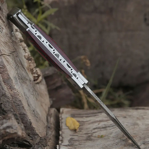 Venta caliente OEM cuchillo plegable de bolsillo para exteriores acero de Damasco completo con hoja D2 calidad DIY grado precio al por mayor - Product Image 3