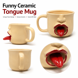 Mug en céramique amusant avec langue qui sort, design 3D créatif, tasse à eau pour le bureau, cadeau rigolo - Product Image 1