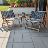 Chaise longue moderne en cuir avec structure en teck finition naturelle, résistante aux intempéries, écologique, meubles de salon, hôtel