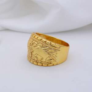 <b>Elephant</b> Tribal Brass Ring 18k Gold Plated Texture Band Wholesale Women Ring - Product Image 3