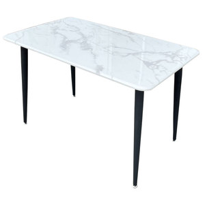 โต๊ะรับประทานอาหารทรงสี่เหลี่ยมผืนผ้า ขนาด 120x70 ซม. ขาเหล็ก ท็อปหินอ่อน ประกอบสำเร็จ ขยายได้ สำหรับใช้ในบ้าน สำนักงาน หรือห้องนั่งเล่น รุ่น BA68092 - Product Image 2