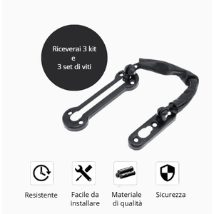 Black Stainless Steel 3-Piece Set Door Chain Bolt Anti-Theft <b>Security</b> Door <b>Lock</b> for <b>Window</b> & Door Access - Product Image 3