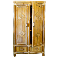 Armoire et placard de chambre à coucher en bambou moderne avec rangements ajustables, couleur naturelle, décoration Asie, utilisation hôtelière