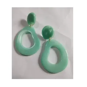 Meilleures ventes Boucles d'oreilles pendantes en forme de feuille de résine pour femmes Qualité Perle Pierre Artisanat Inde Vente en gros - Product Image 3