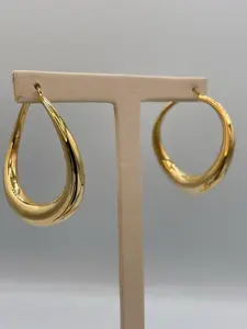 Boucles d'oreilles créoles en alliage plaqué or 18 carats Vintage Extra Chunky Everyday Wear pour cadeau de mode pour femme - Product Image 2